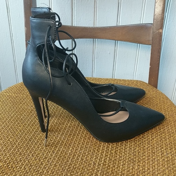 🆕 Call It Spring black lace up stiletto heels 9 - Picture 3 of 5